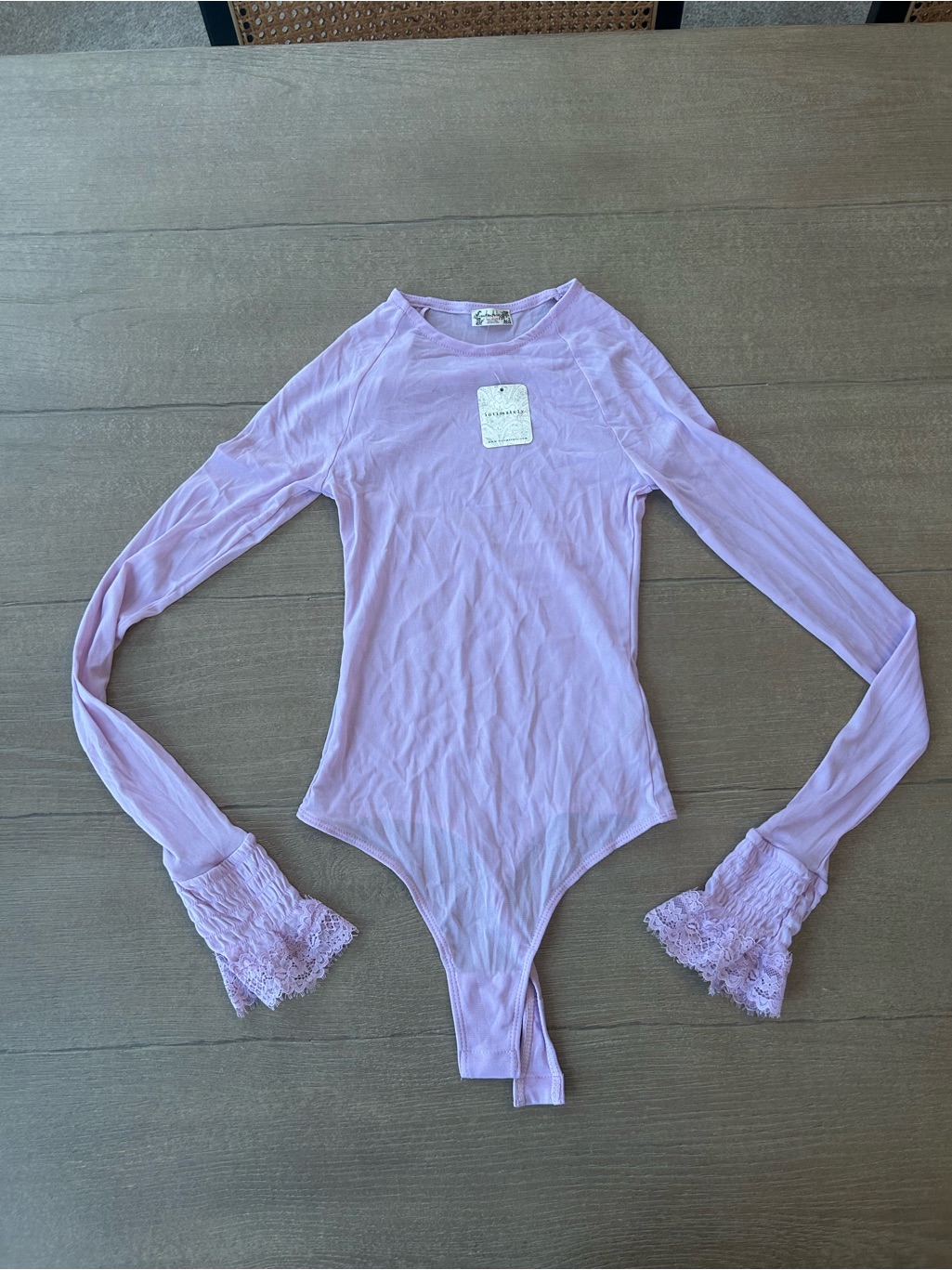 Nwt Women’s Lace Cuff Bodysuit In Light Lavender By Free People- Small